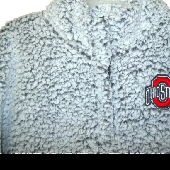 Ohio State University Woman's Fleece Sherpa Scarlet & Gray Ohio State Emblem XL - Picture 4 of 6